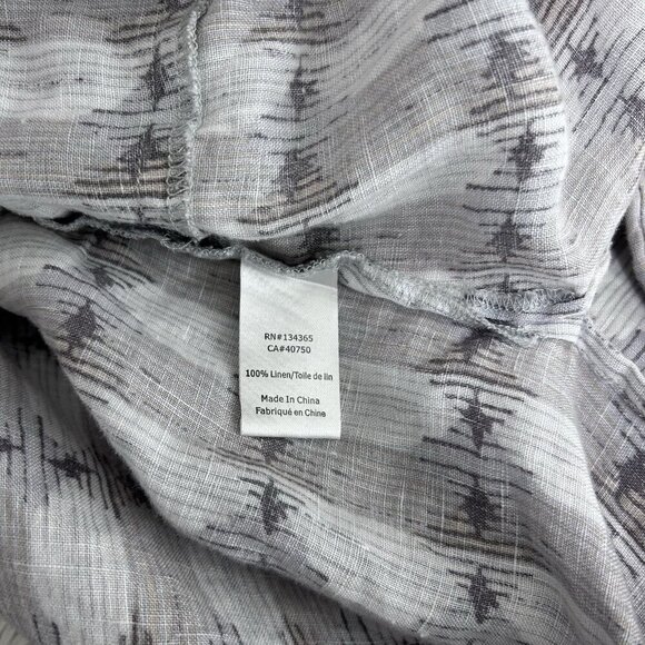 Sigrid Olsen Embroidered Linen Tunic Top Gray Lagenlook Coastal 1/2 Button Up L - Picture 9 of 11